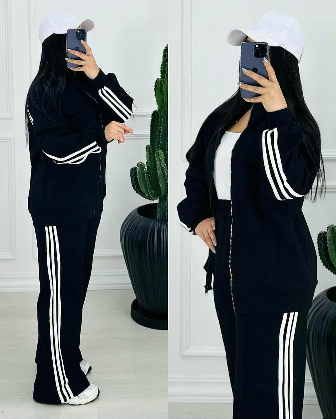 Adi 3-Stripe Style Premium Quality Winter 2-Pcs Tracksuit For Her. D-17
