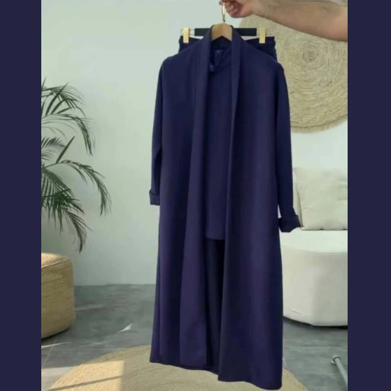 Winters Long Gown Style 3-Pcs Co-Ord Suit.