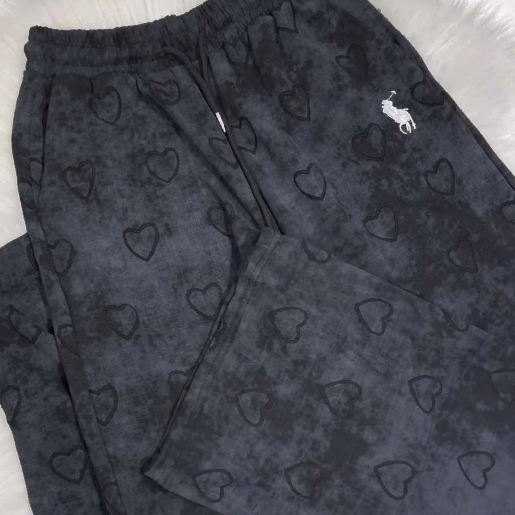 Heart Textured Horse Logo Printed Style Western 2-Pcs Summer Tracksuit For Her. WSTS-08