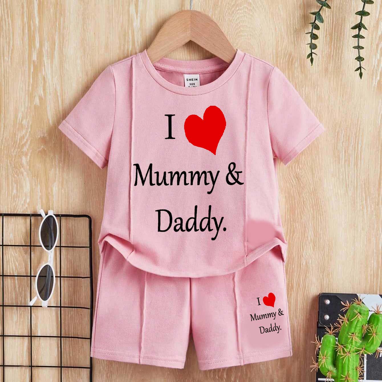 I Love D+M Kids Pintex Style 2-Pcs Summer Suit. (HTS+SH)