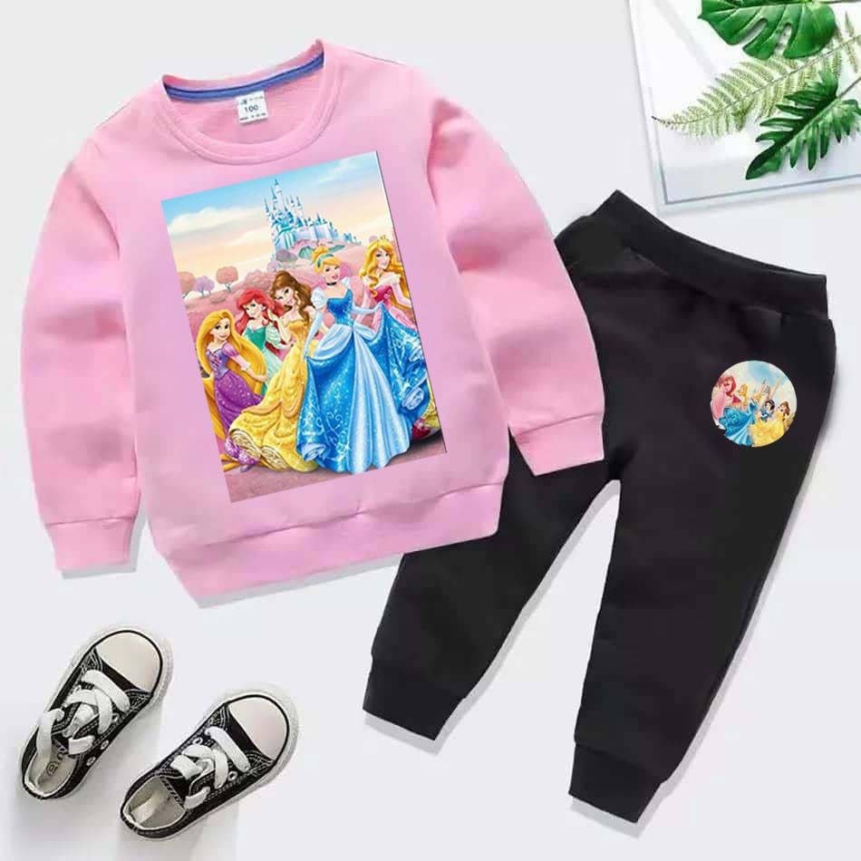 Kids Barbie Doll Printed Sweat-Shirt Style 2-Pcs Winter Track-Suit.