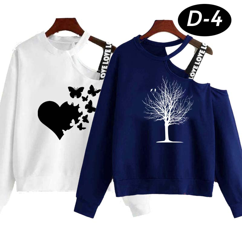 Bundle Of 2 Open Shoulder Sweat Style F-Sleeve Tshirt For Summer's. D3