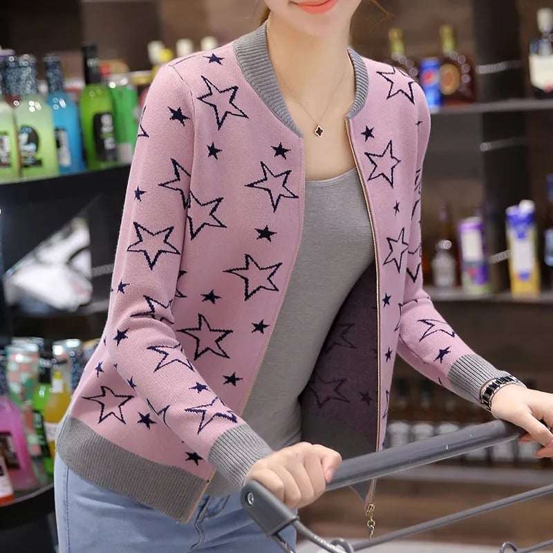 Premium Quality Star Printed Winter Zipper Jacket.