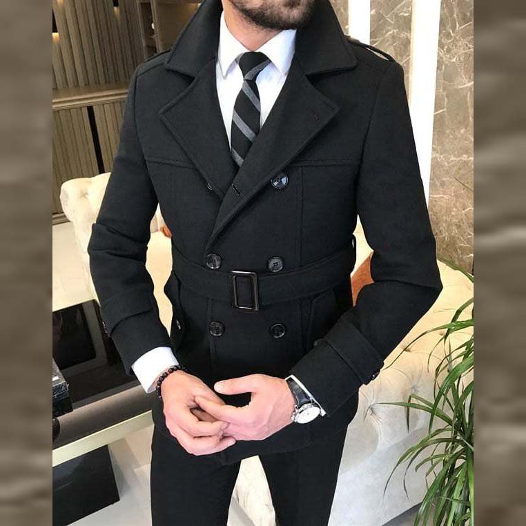 KingsMen Belt Style Casual Winter Fleece Coat. MWJ-409
