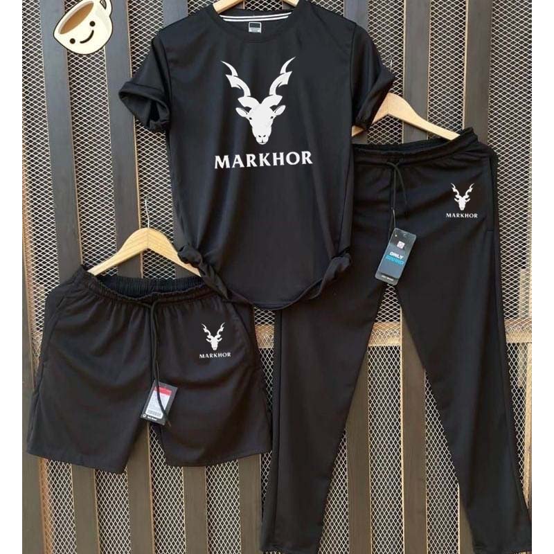 Black Markhor Bundle Of 3 Dry-Fit Premium Quality Summer Suit.