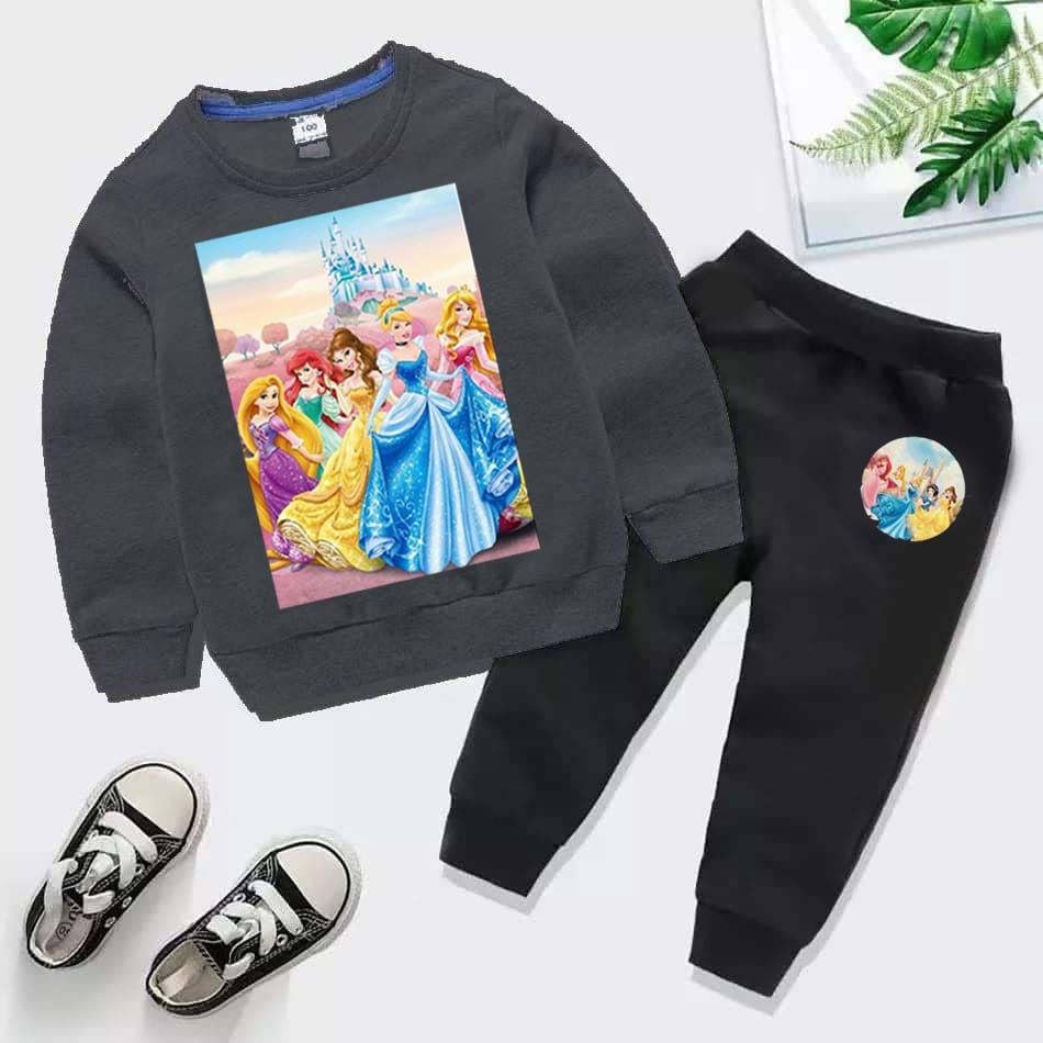 Kids Barbie Doll Printed Sweat-Shirt Style 2-Pcs Winter Track-Suit.