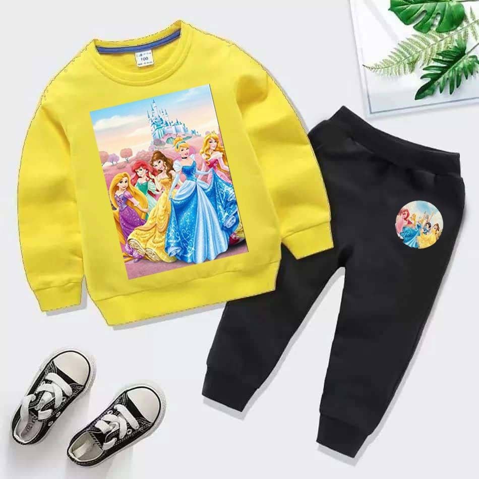 Kids Barbie Doll Printed Sweat-Shirt Style 2-Pcs Winter Track-Suit.