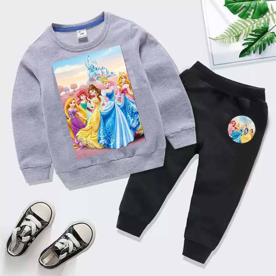 Kids Barbie Doll Printed Sweat-Shirt Style 2-Pcs Winter Track-Suit.
