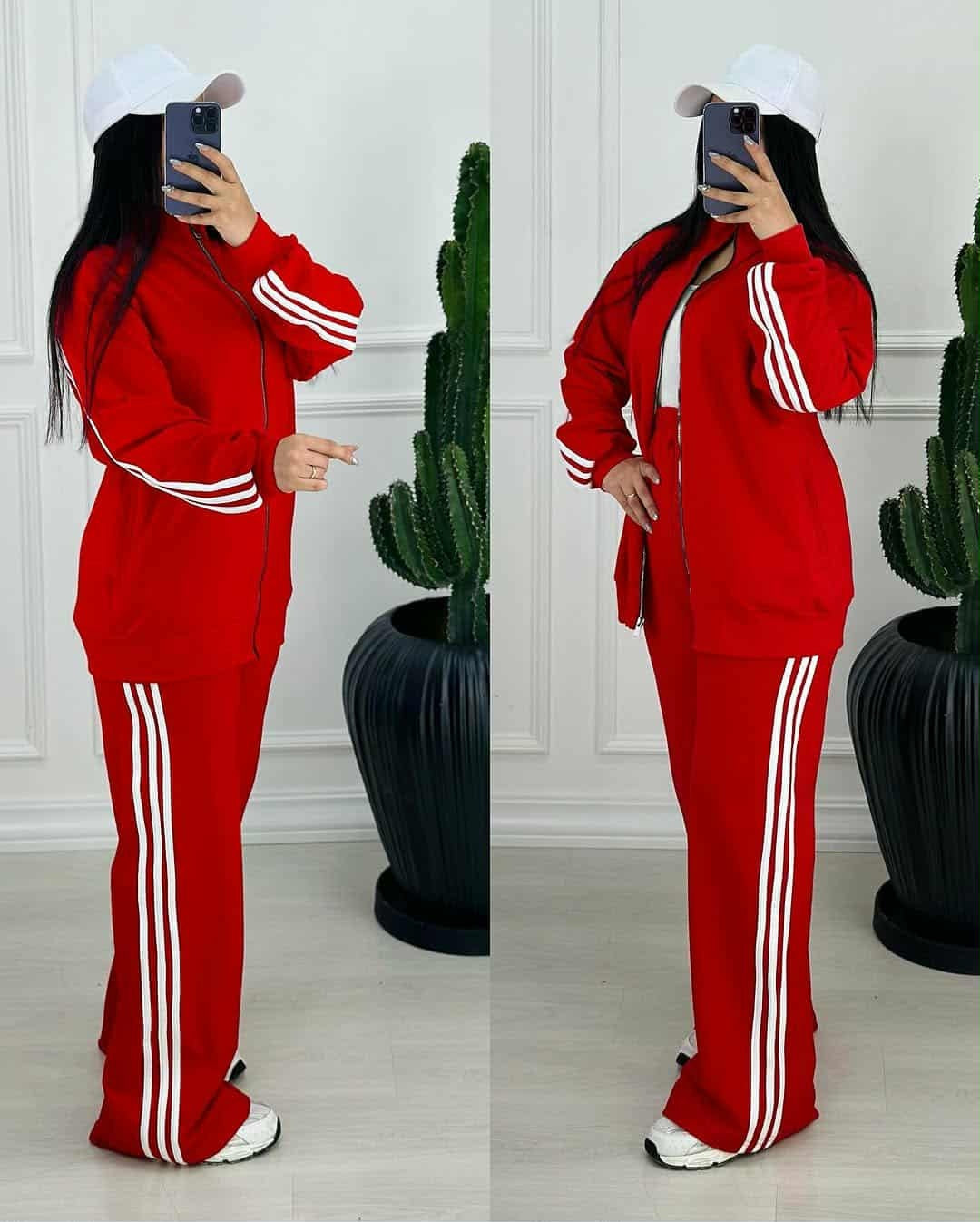 Adi 3-Stripe Style Premium Quality Winter 2-Pcs Tracksuit For Her. D-17
