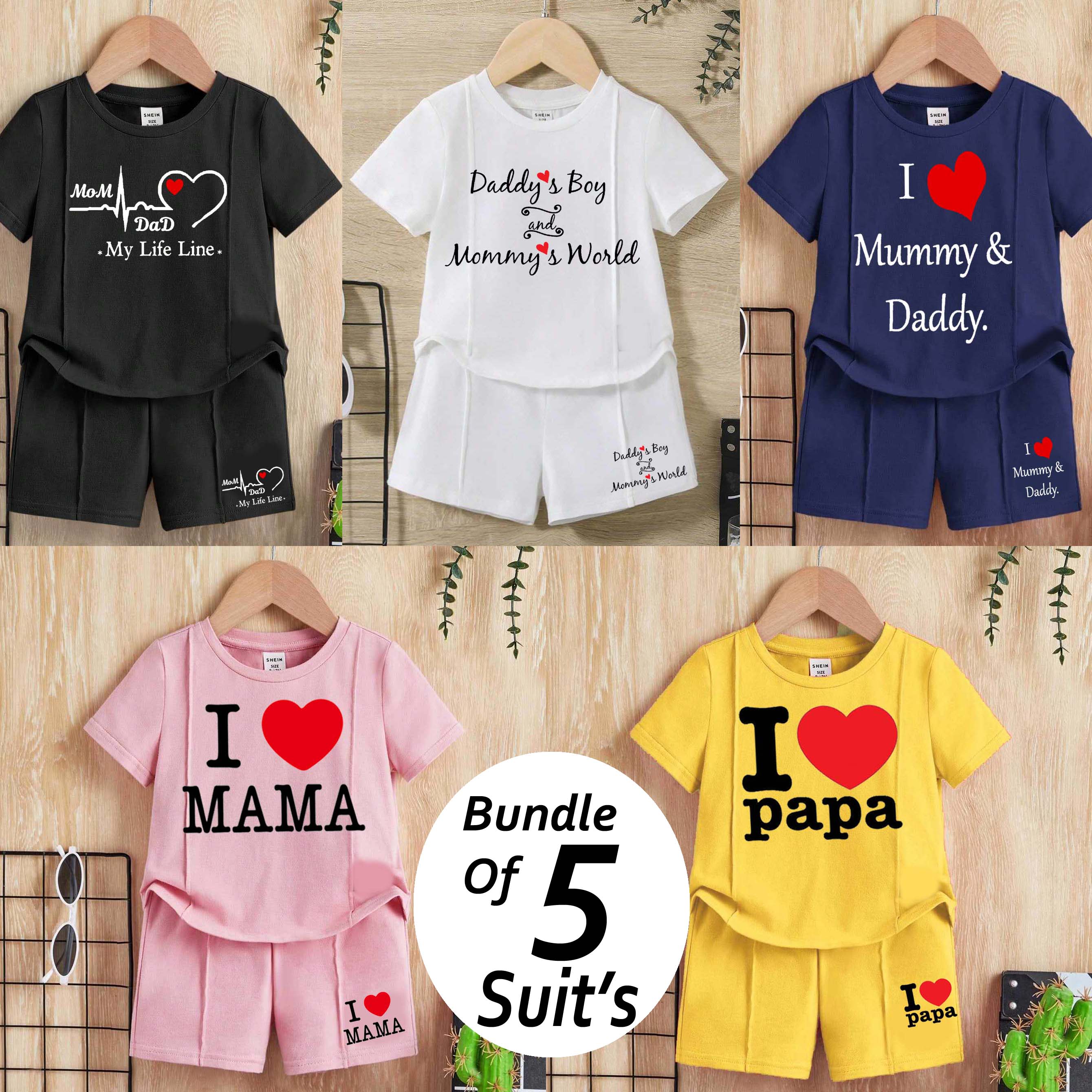 Bundle Of 5 Pintex Style 2-Pcs Summer Suit's. (HTS+SH)