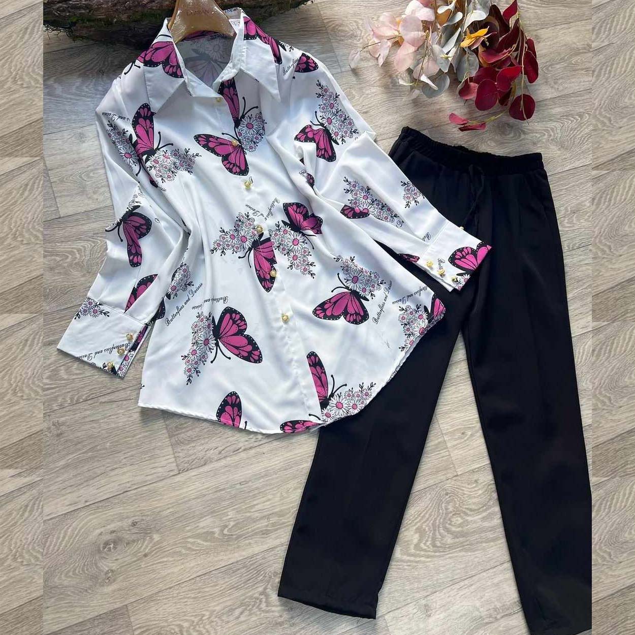 Butterfly Printed 2-Pcs Turkish Co-Ord Set For Winter's.