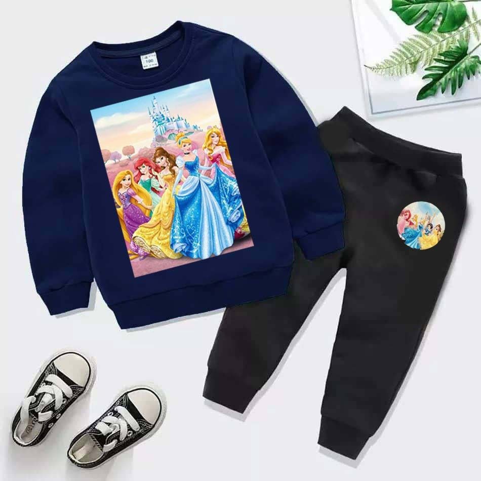 Kids Barbie Doll Printed Sweat-Shirt Style 2-Pcs Winter Track-Suit.