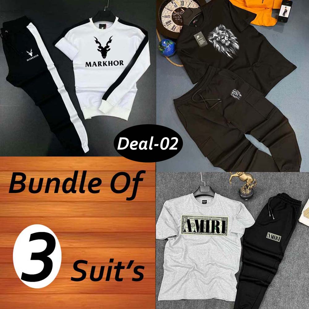 Bundle Of 3 Casual Wear 2-Pcs Summer Suit. Deal-02 (Clearance-Sale)