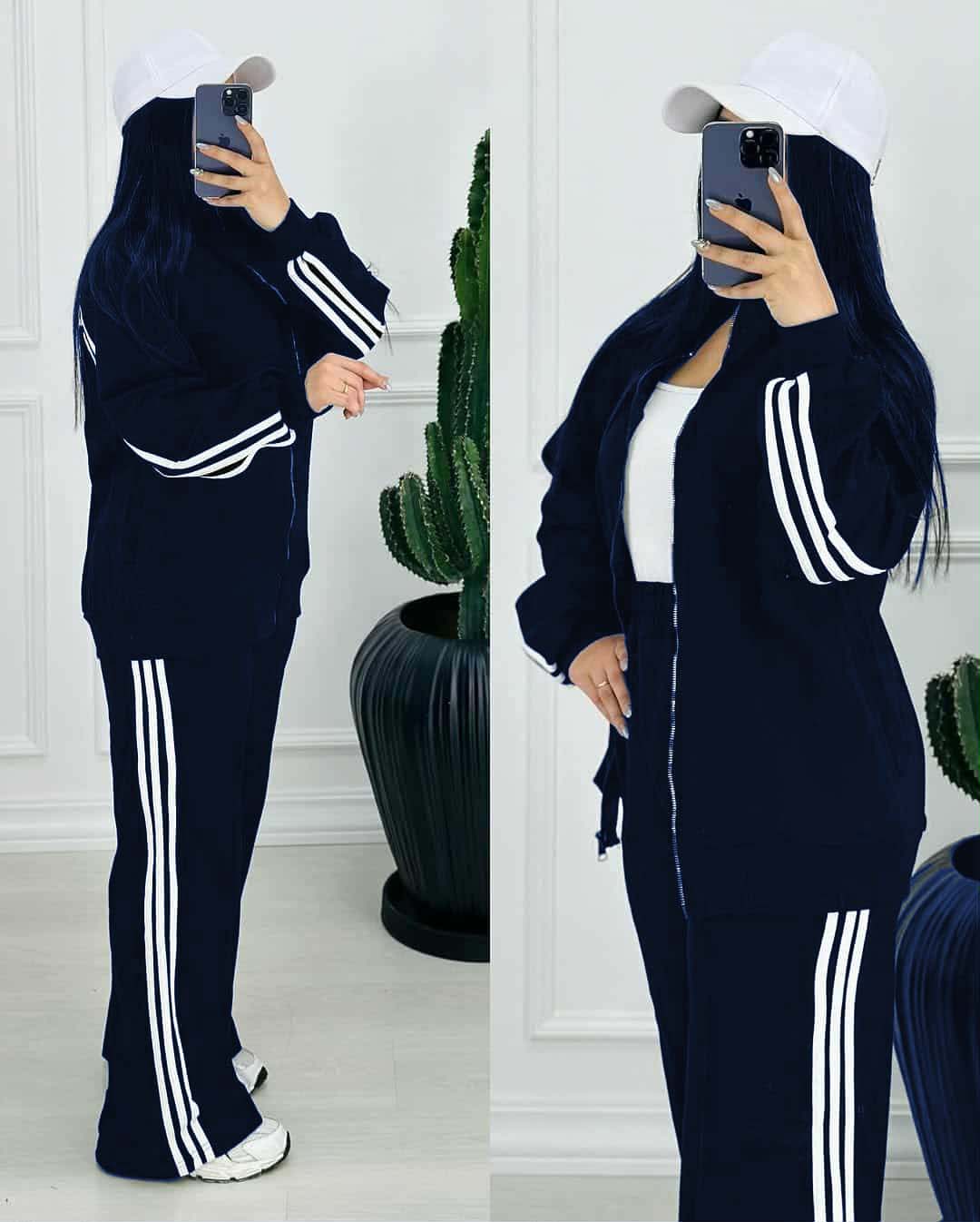 Adi 3-Stripe Style Premium Quality Winter 2-Pcs Tracksuit For Her. D-17