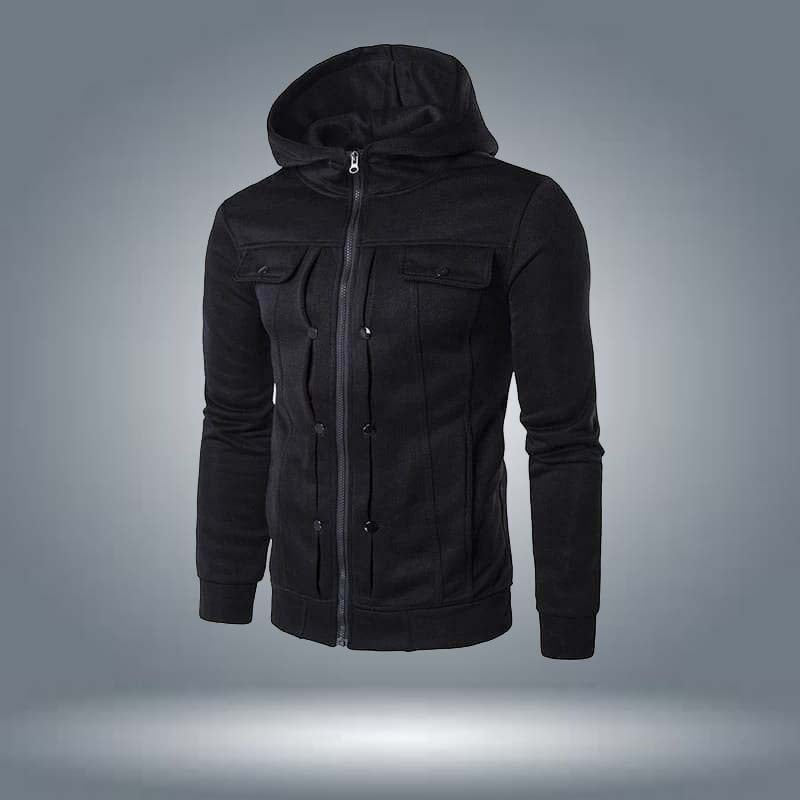 Ripped Style Hooded Winter Zipper Jacket.