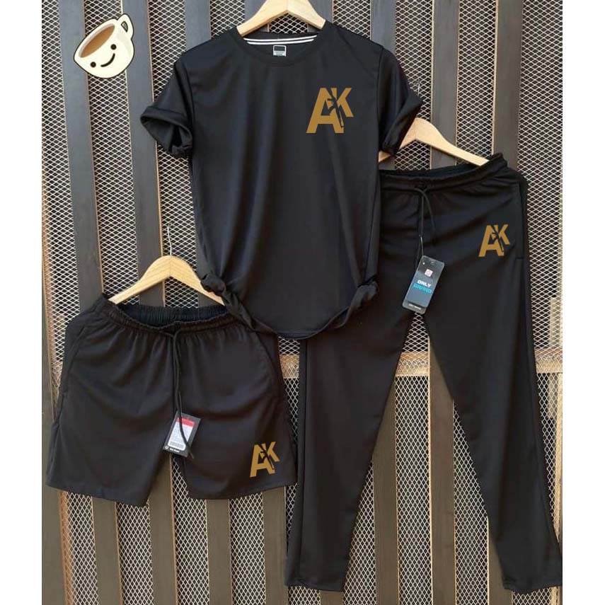 Black Ak-47 Printed Bundle Of 3 Dry-Fit Premium Quality Summer Suit.